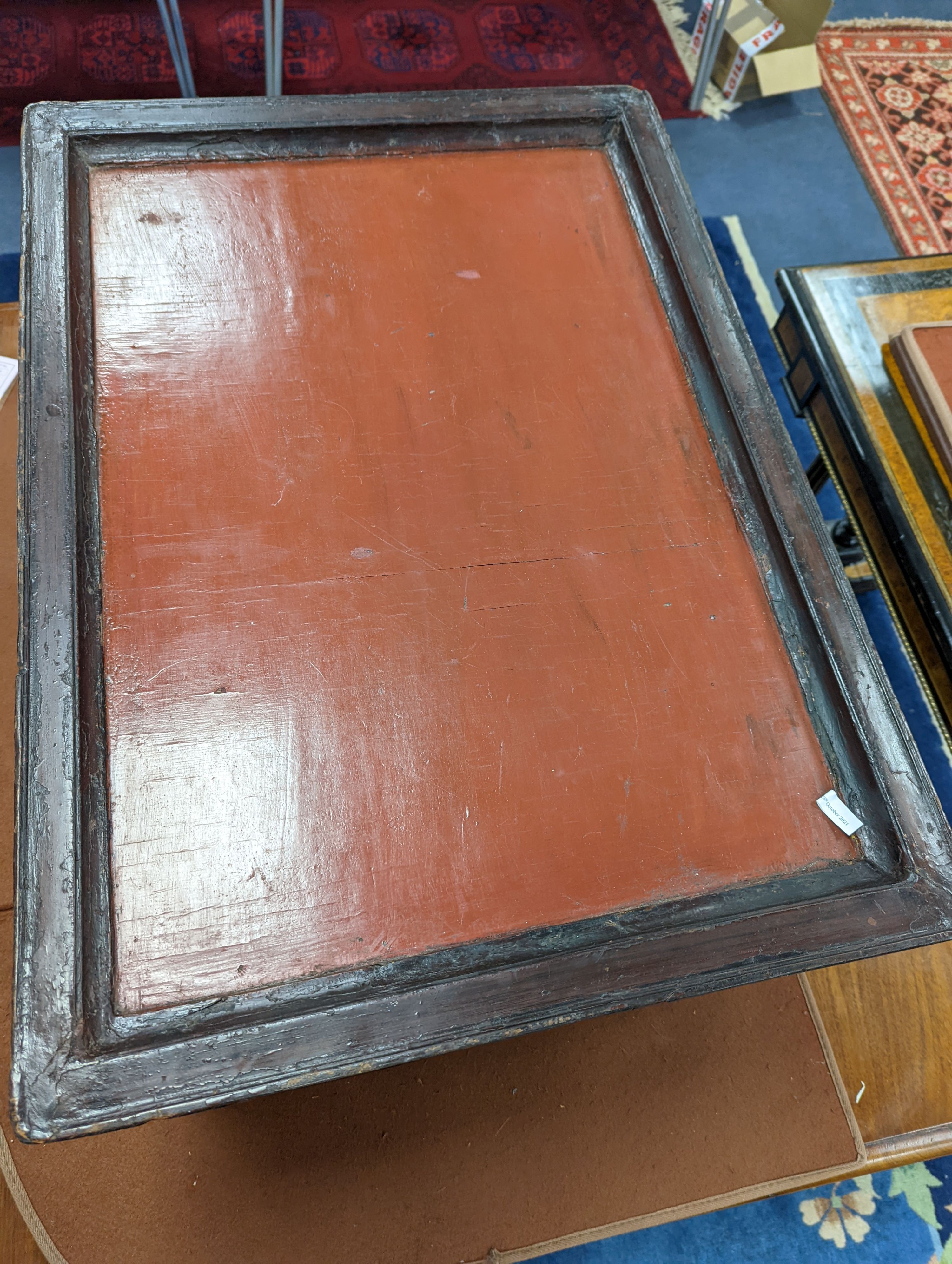 A Chinese rectangular lacquer low table, width 73cm, depth 52cm, height 33cm